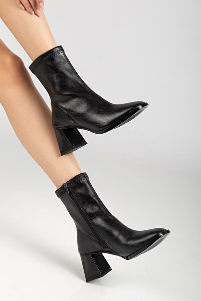 besoin shoes store Streç bilekli orta boy topuklu bot