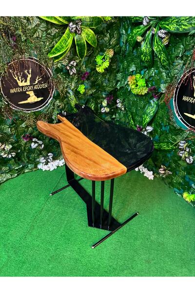 Wafra Epoxy Canlı Kenarlı Çınar Ağacı Epoksi Sehpa: Rustik Ahşap Vurgu Masası