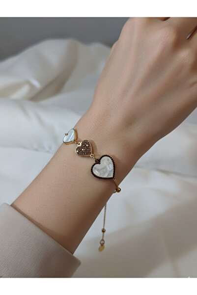 Cash Trade Shining Three Heart Gold Color Women's Bracelet