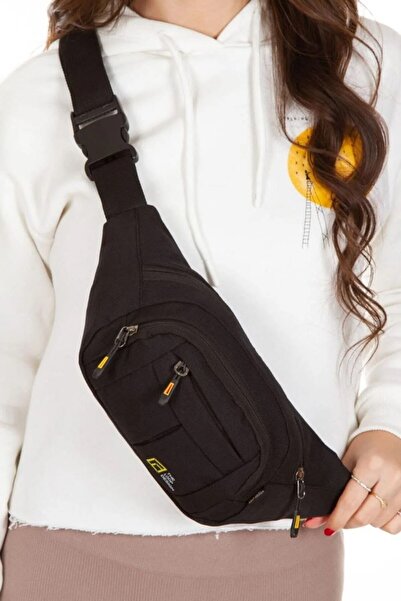 GOLDBAGS حقيبة كروس بودي للنساء على شكل حرف X للكتف والخصر – أسود