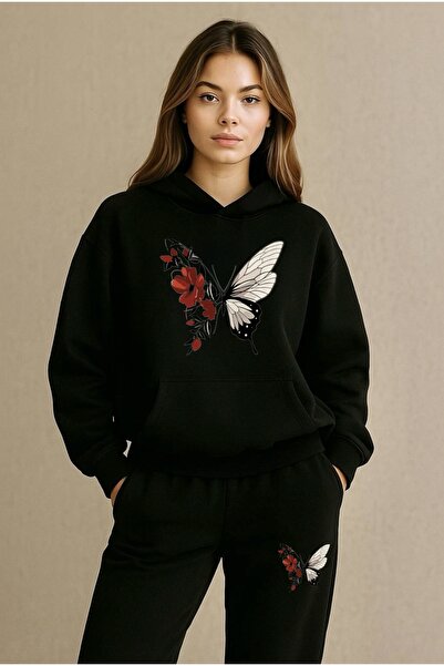 FUFLUNS SET DE PANTALONI DE TRENING OVERSIZE CU GLUGĂ PENTRU FEMEI/BĂRBAȚI, C...