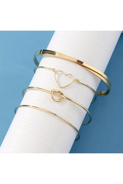 NUCA CO Set of 4 Metal Knot Heart Geometric Cross Vintage Stylish Design Bracelets