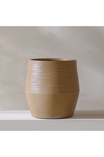 Danube Home وعاء زرع من طين الألياف بلون بني داكن - كبير | خفيف الوزن ومقاوم ...