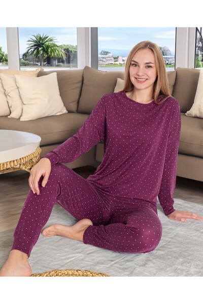 Aydoğan Set de pijamale Napoli cu buline din seria Pure, cu mâneci lungi