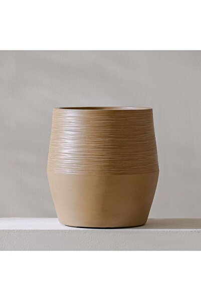 Danube Home أصيص طين ليفي متوسط الحجم بلون بني فاتح | أصيص مقاوم للعوامل الجو...