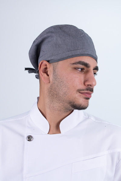 Das Uniform Chef Bone Kep Aşçı Şef Şapkası Gri
