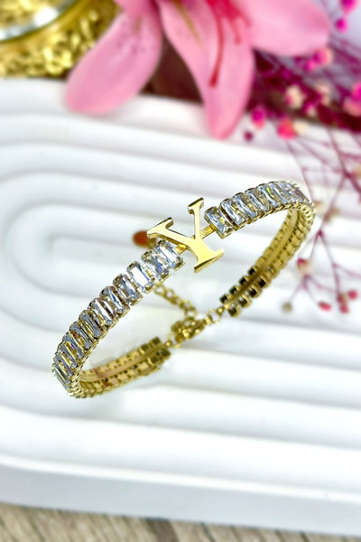 BESMYAR JEWELS سوار نسائي مطلي بالذهب من هارفلي – مصنوع من الفولاذ المقاوم لل...