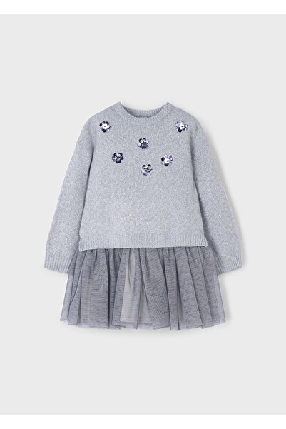 MAYORAL 4-10 YAŞ ARASI ÖRME ELBİSE SET - GRİ