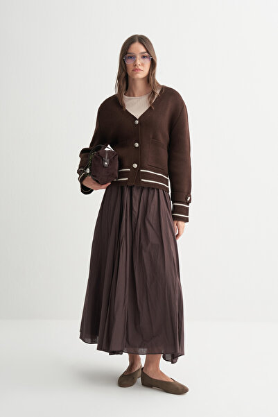 VESNA Striped Cardigan with Epaulet Detail