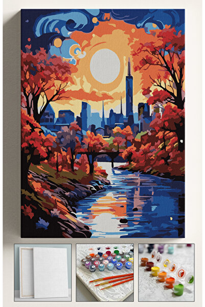 Genel Markalar Sayılarla Boyama Seti Numaralı Tuval Fırça Boya 40x50 Cm Renkl...