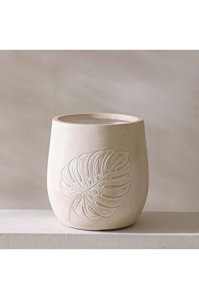 Danube Home أصيص نباتات من طين الألياف بتصميم أوراق الشجر | أصيص خفيف الوزن و...