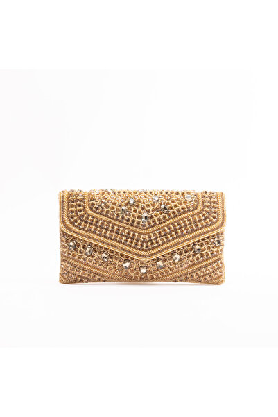 crystalicious Naomi Handcrafted by Artisans Elegant Clutch With Glass Beadwor...