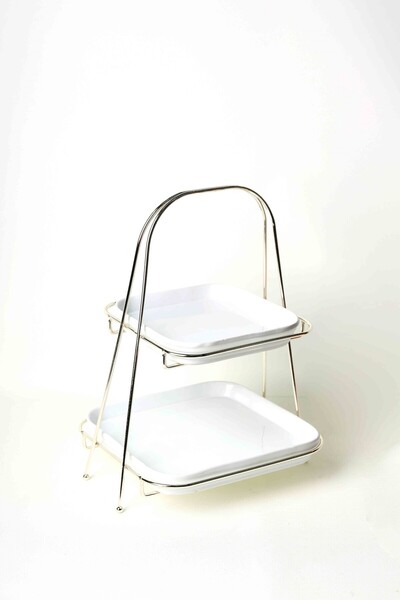 Cyz Home Two-Tier Presentation Ornament Set of 2 Plates – Metal Framed Servin...
