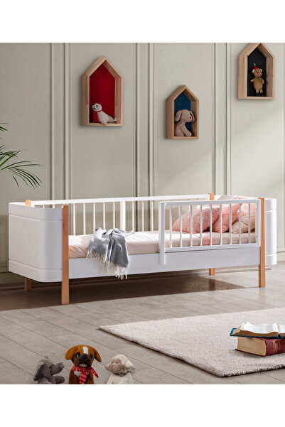 miracool Perla Karyola / %100 MDF / Lake Boya / Ücretsiz Kurulum / Meşe-Beyaz