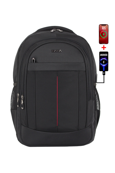 Dada Siyah Laptop Sırt Çantası 15,6 inç Usb Type-C Şarj Aparatı Su Geçirmez K...
