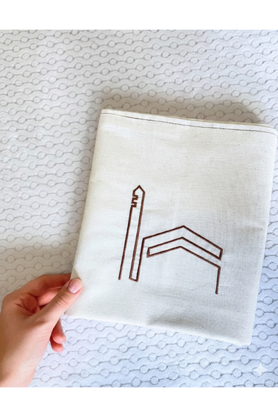 çeyizline Minimal Nakış İşlemeli Keten Seccade Namazlık - Çeyizlik Bohça Umre...