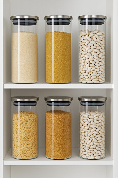 Blissra Borosilicate Glass Jar with Metal Lid and Gasket Set of 6 – Storage Container-1000Ml