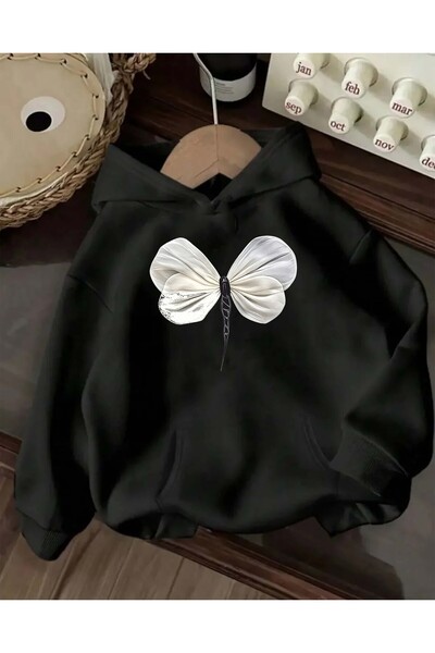 herkesemoda Baskılı İçi Polarlı Kapüşonlu Sweatshirt