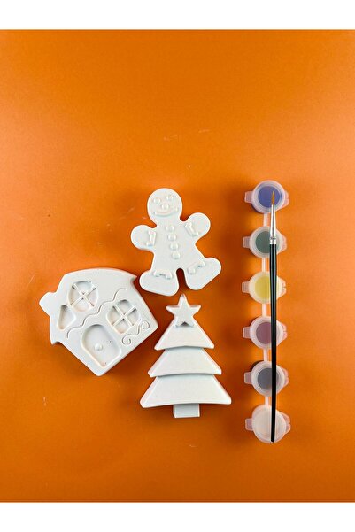 BEMİSA Kurabiye Adam Ağaç Ve Ev Çocuklar İçin Eğitici Boyama Seti