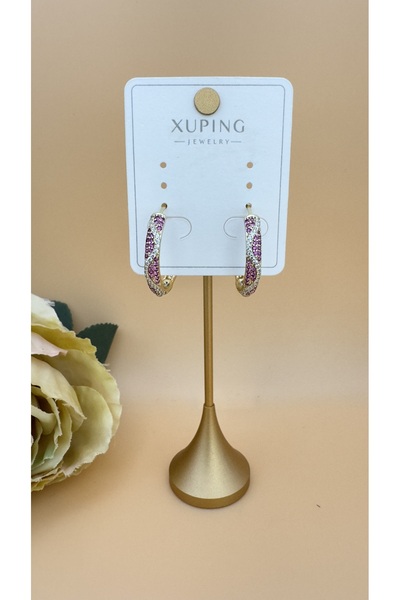 XUPING JEWELRY أقراط على شكل حلقة من حجر الزركون الملون