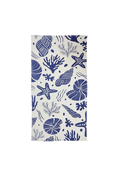Caressa Beach towel Design No 10, cotton, blue + white, 80 x 160 cm, 320 g/sqm