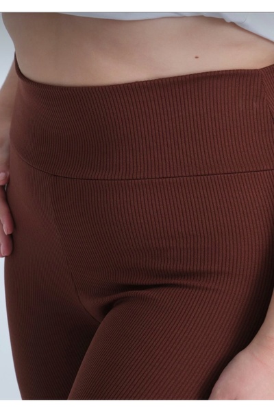 PUQHQA Plus Size Ribbed High Waist Recovery Brown Summer Leggings