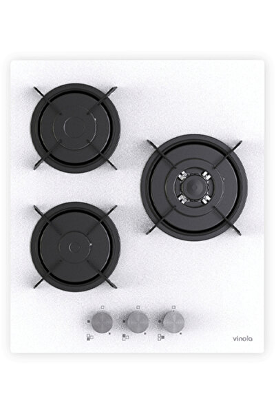 Vinola 40CM BEYAZ CAM ANKASTRE OCAK 3 GÖZ EMAYE IZGARA