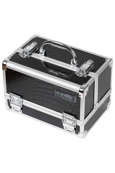 LUXORISE Makeup Suitcase with Mirror, Black Pattern,