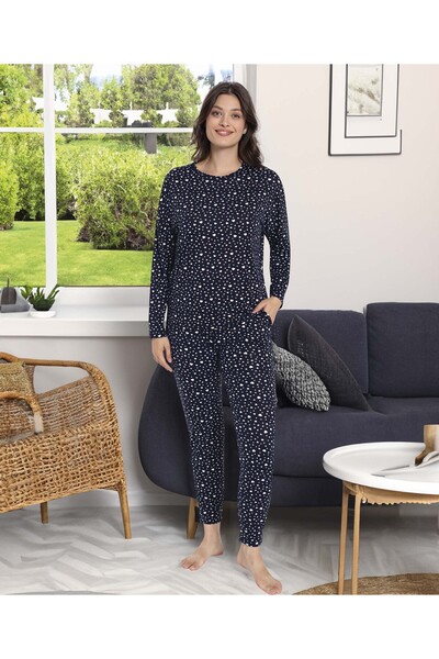 Aydoğan طقم بيجامة نابولي من سلسلة PURE بنمط قلب أسود وأكمام طويلة