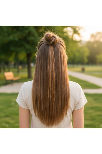 SÇ PERUK Fiber synthetic straight half moon + 2 side snap - auburn