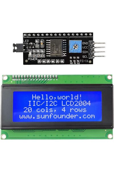 SUNFOUNDER وحدة LCD IIC I2C TWI Serial 2004 20x4 متوافقة مع Arduino R3 MEGA (IIC 2004)