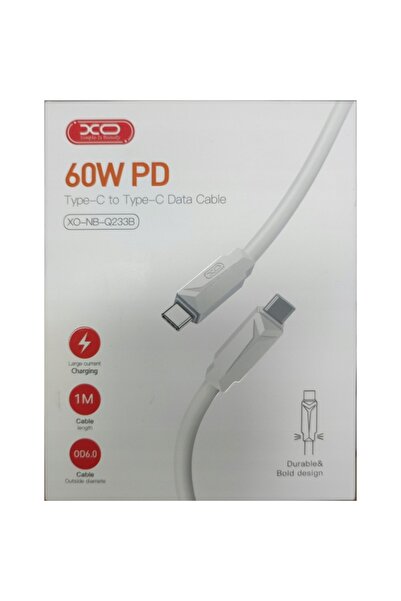 Xo Type-C Phone Cable with Type-C Adapter, DCO, White, 1m