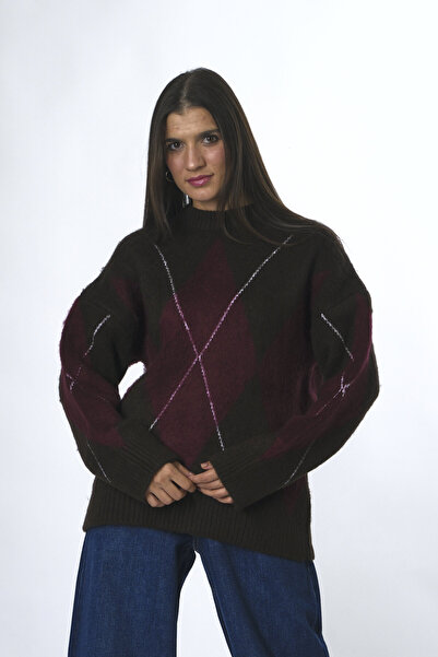 ABBRA Дамски пуловер с широк баклава мотив