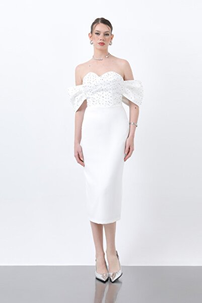 Dans Strapless Dress with Beadwork on Top