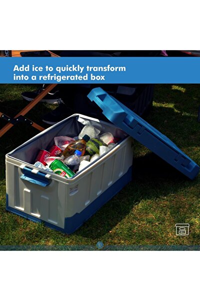 AutoFamily AUTO FAMILY Camping Plastic Storage Box with Lids 60L (Sky Blue)