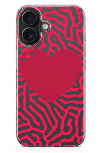 moonset Iphone 17 Uyumlu Kalp Tasarımlı Baskılı Şeffaf Telefon Kılıfı