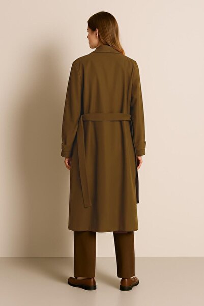 AMİDA Kadın Kahve Kemerli Trençkot - 2529