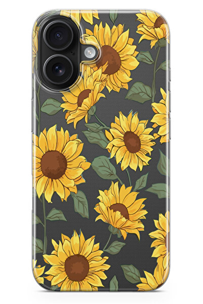 moonset Iphone 17 Uyumlu Ay Çiçeği Tasarımlı Baskılı Şeffaf Telefon Kılıfı