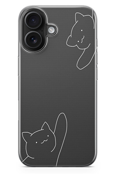 moonset Iphone 17 Uyumlu Kediler Tasarımlı Baskılı Şeffaf Telefon Kılıfı