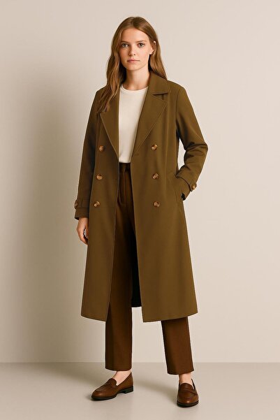 AMİDA Kadın Kahve Kemerli Trençkot - 2529