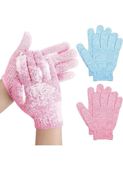 Generic 2 pairs of bath gloves for showering, natural loofah exfoliating bath...