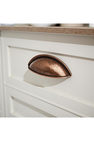 Badem10 Midye Kulp 5 ADET 64 mm Antik Bakır Metal Mobilya Çekmece Dolap Kapak Çanak Kulpu Mutfak Kulpları