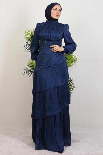 giz astore Menekşe Kat Kat Abiye Lacivert