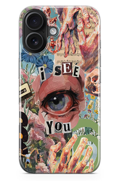 moonset Iphone 17 Uyumlu I See You Tasarımlı Baskılı Şeffaf Telefon Kılıfı