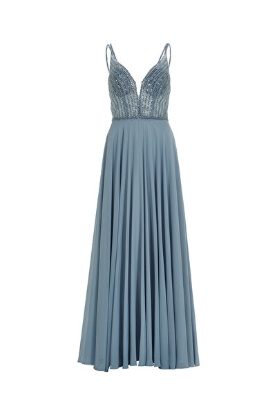 Hey Kyla Γυναικείο βραδινό φόρεμα μπλε HEY KYLA-5AI056HK 395 FROSTY BLUE