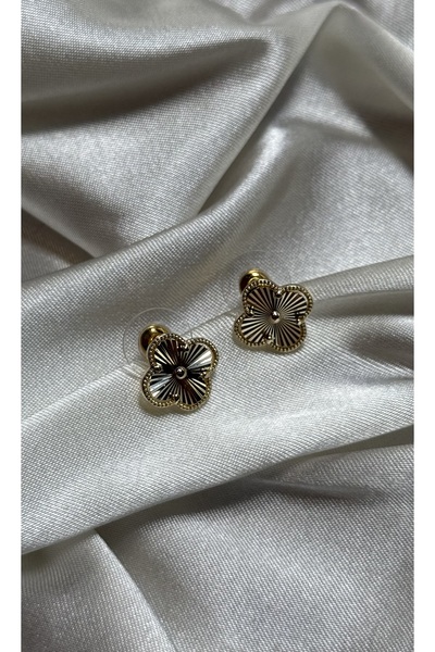 ADENNA JEWELRY 14K Renginde Gold Yonca Küpe