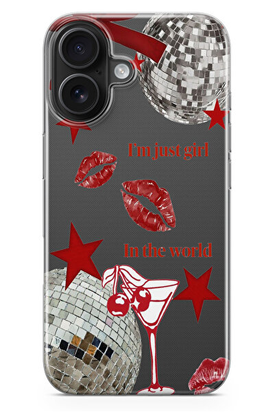 moonset Iphone 17 Uyumlu Im Just Girl Tasarımlı Baskılı Şeffaf Telefon Kılıfı
