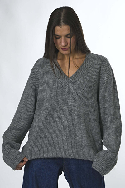 ABBRA Γυναικείο πουλόβερ με λαιμόκοψη σε σχήμα V με σάλι