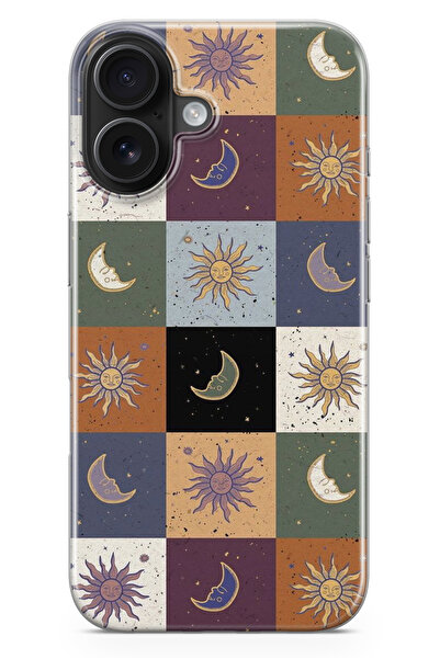 moonset Iphone 17 Uyumlu Renkli Ay ve Güneş Tasarımlı Baskılı Şeffaf Telefon ...