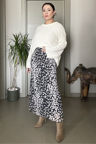 Butik Didem Sakinci Buy Elastic Waist Lycra Lined Tulle Patterned Midi Skirt